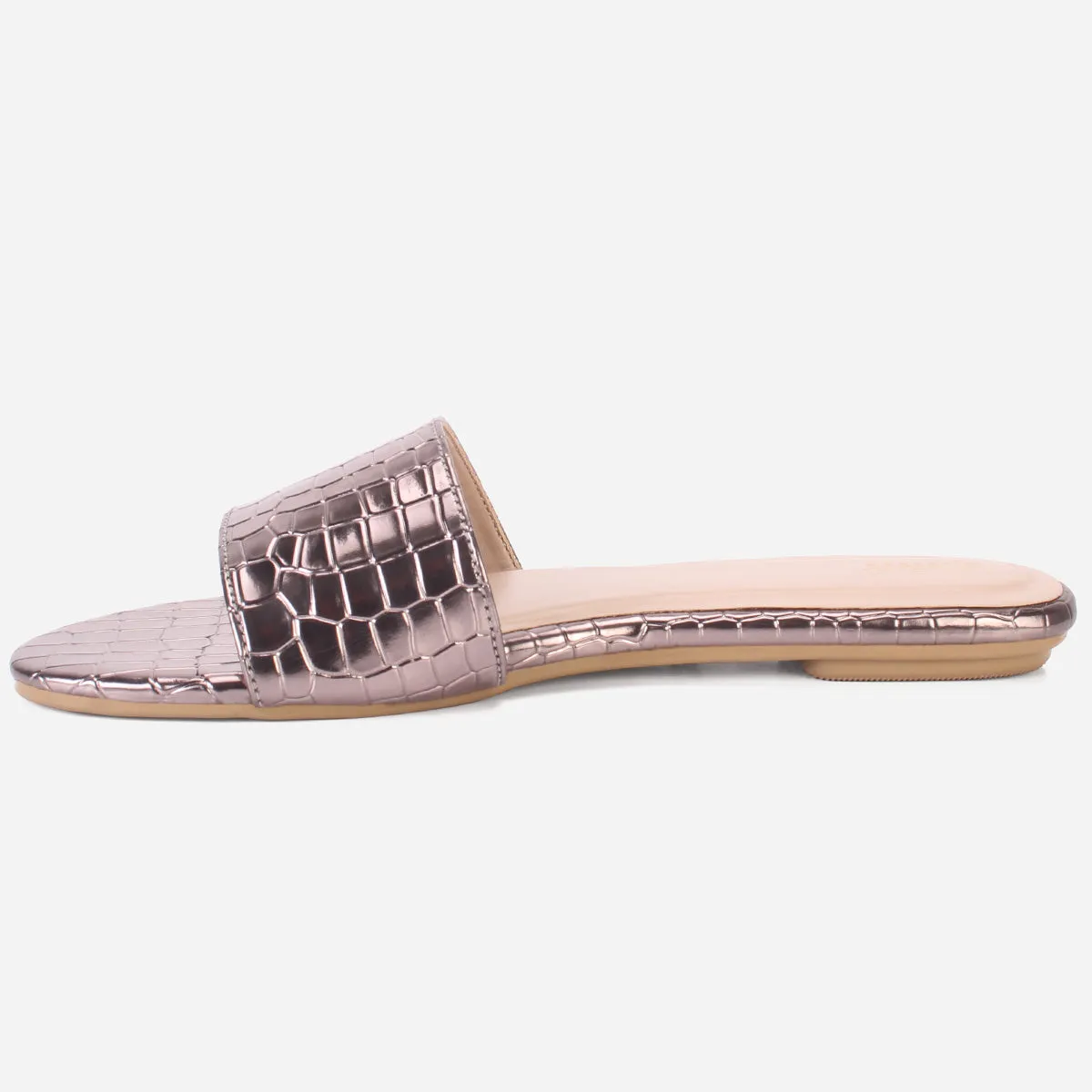 Womens "ROSA" Shimmer Summer Flat Slippers
