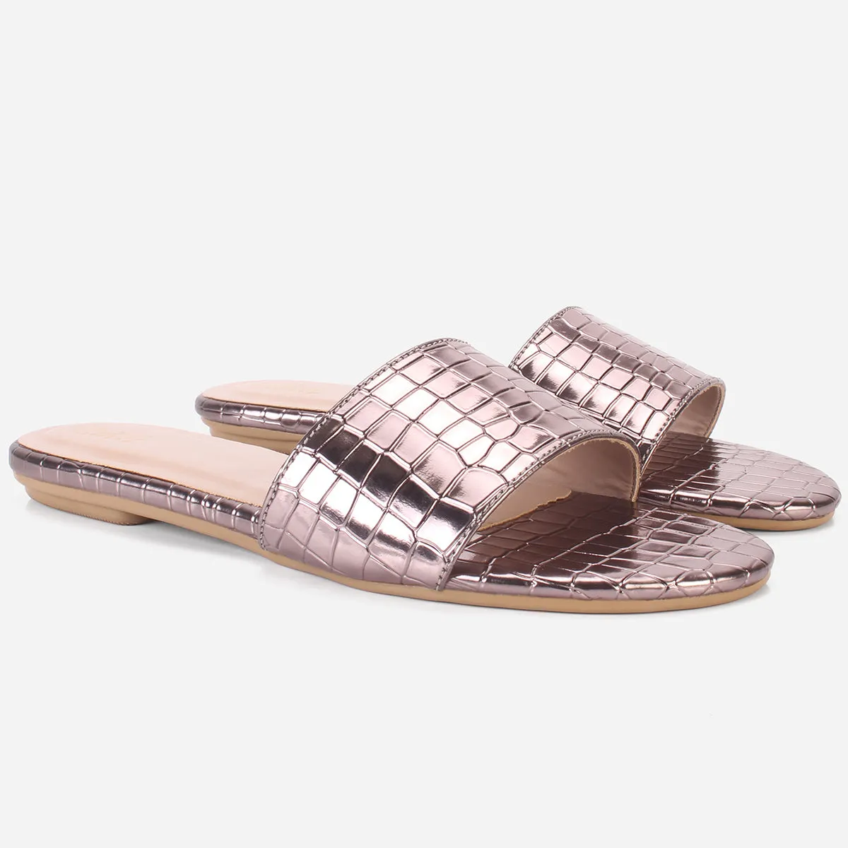 Womens "ROSA" Shimmer Summer Flat Slippers
