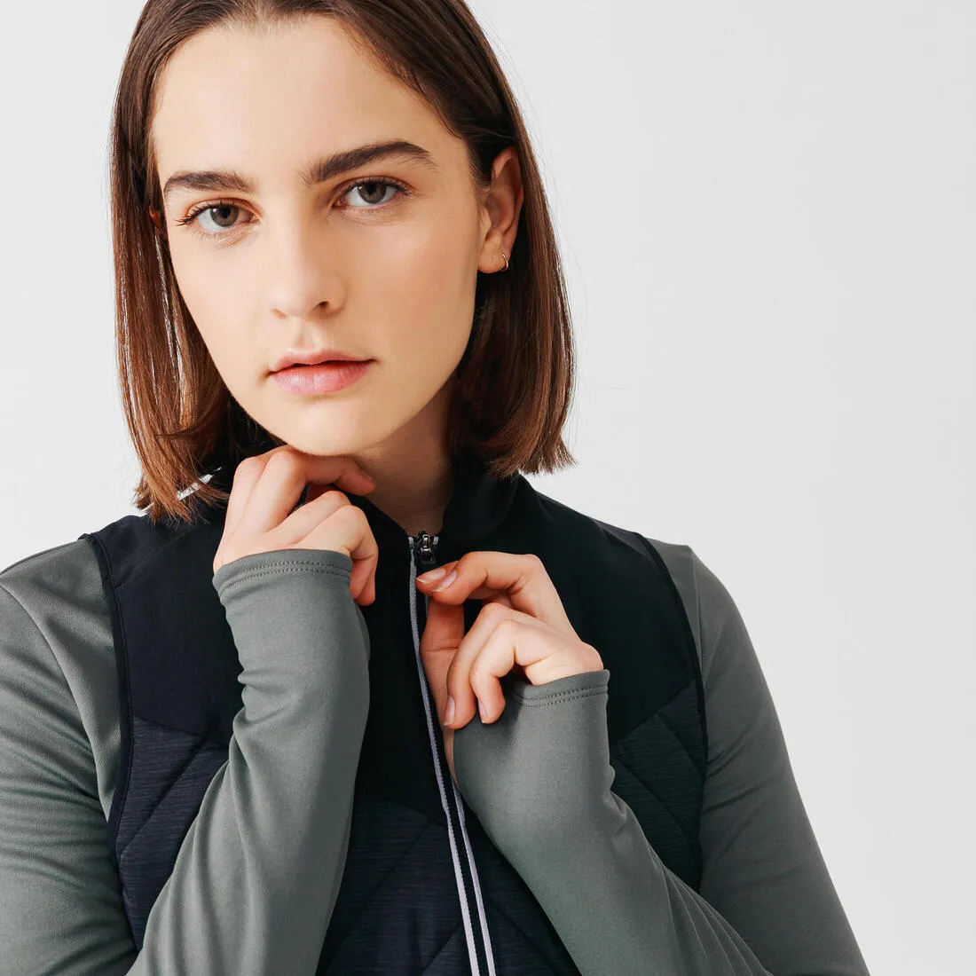 Women's sleeveless running jacket Warm - black