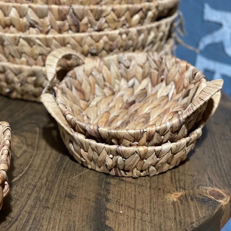 Woven Round Basket with Handles