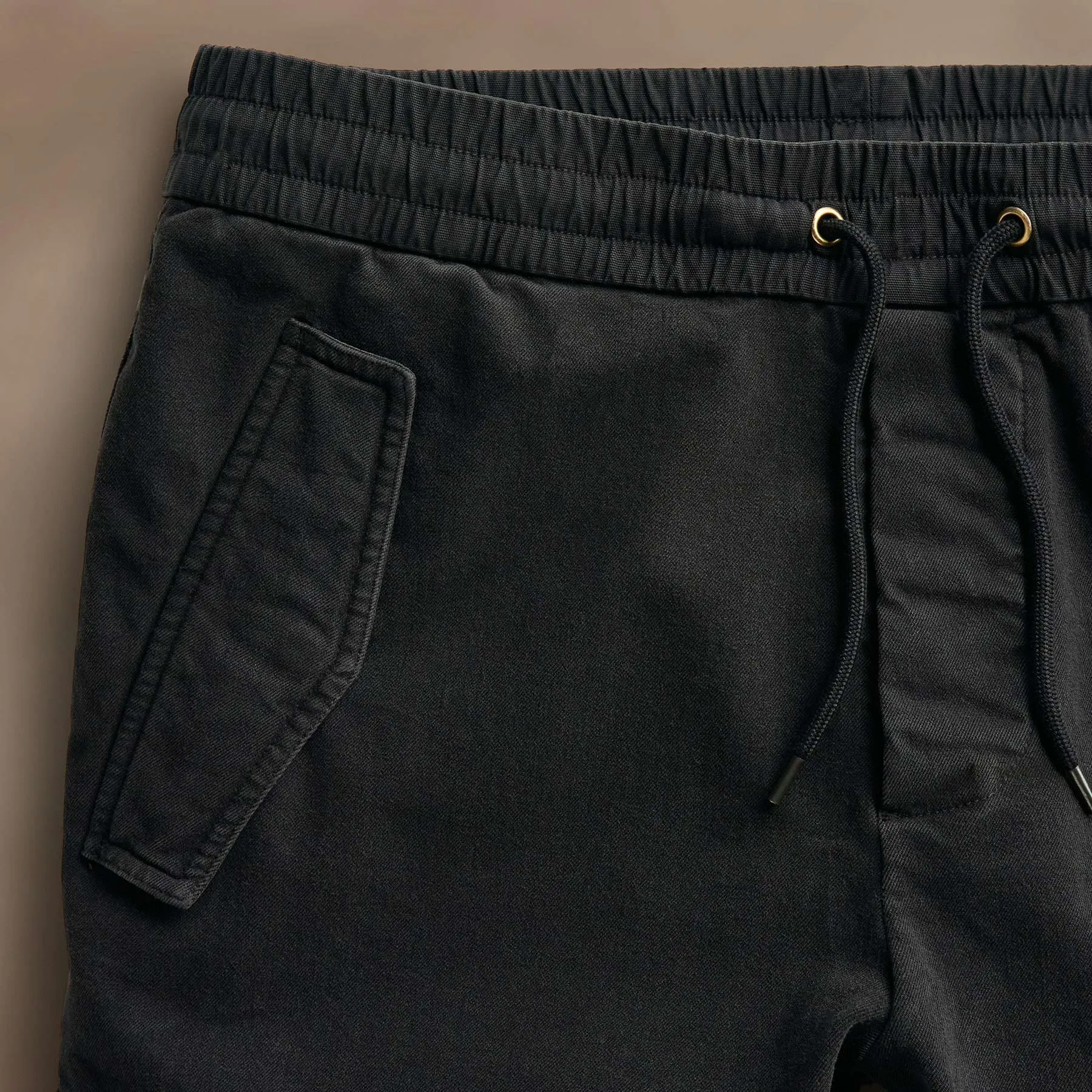 Woven Terry Cargo Pant - Black