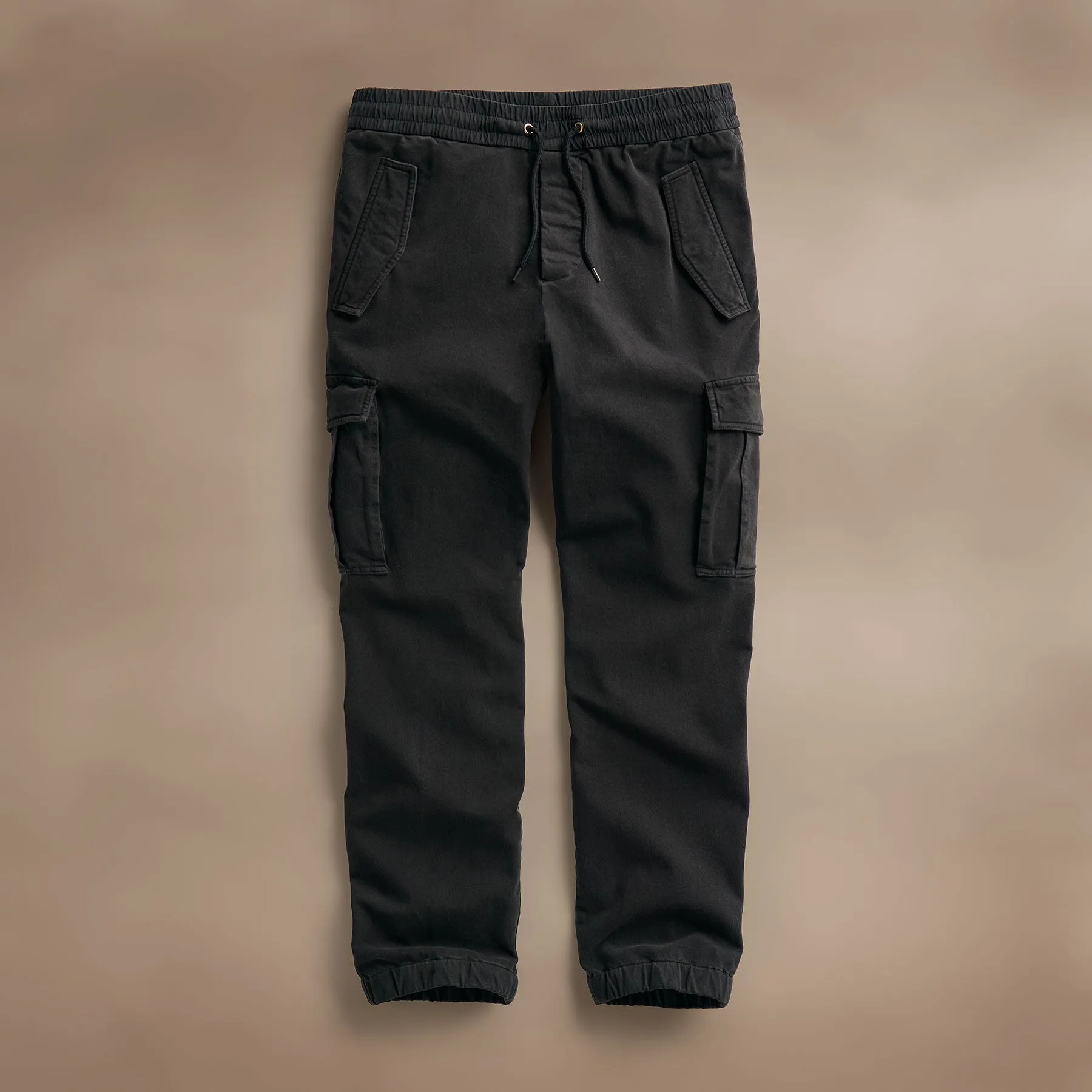 Woven Terry Cargo Pant - Black