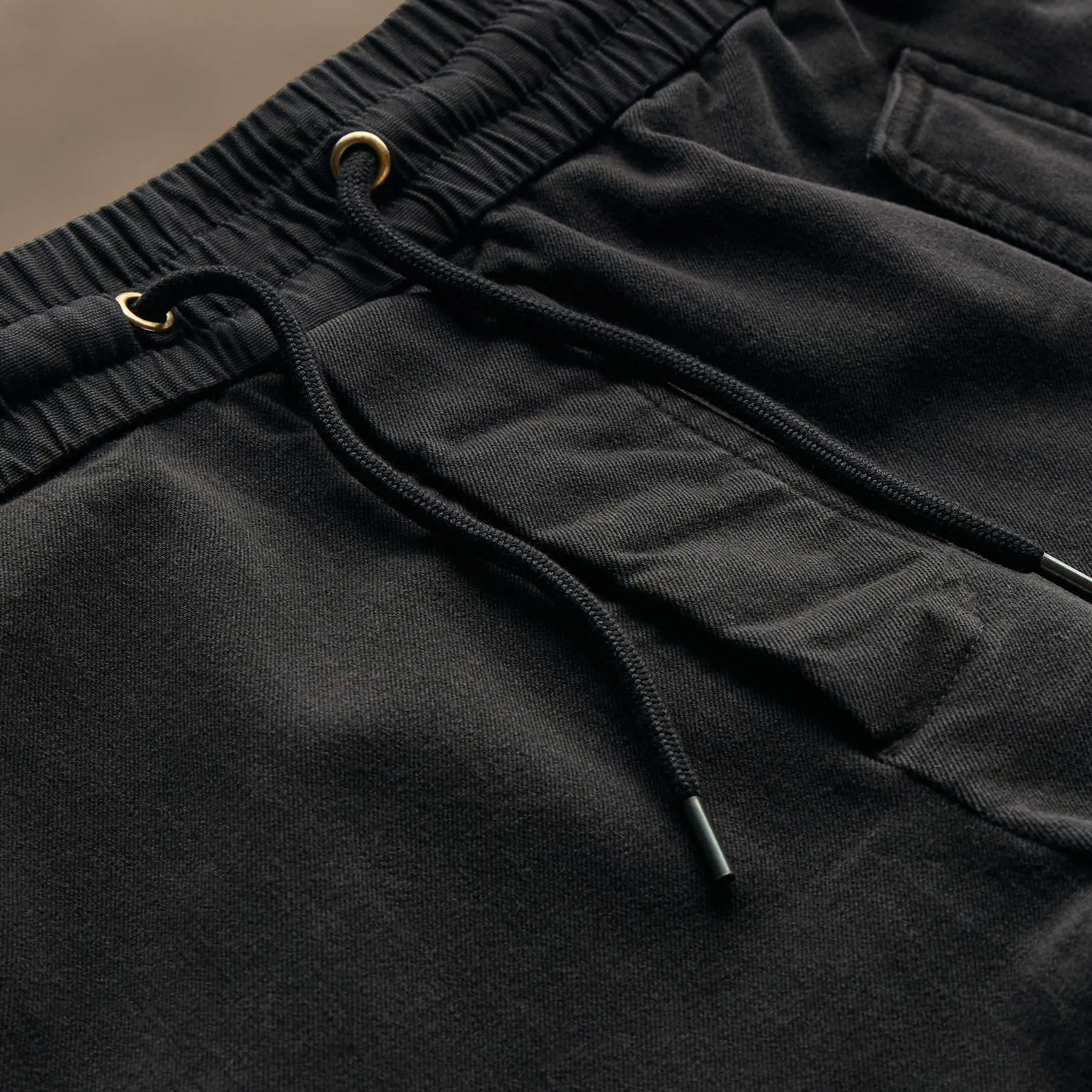 Woven Terry Cargo Pant - Black
