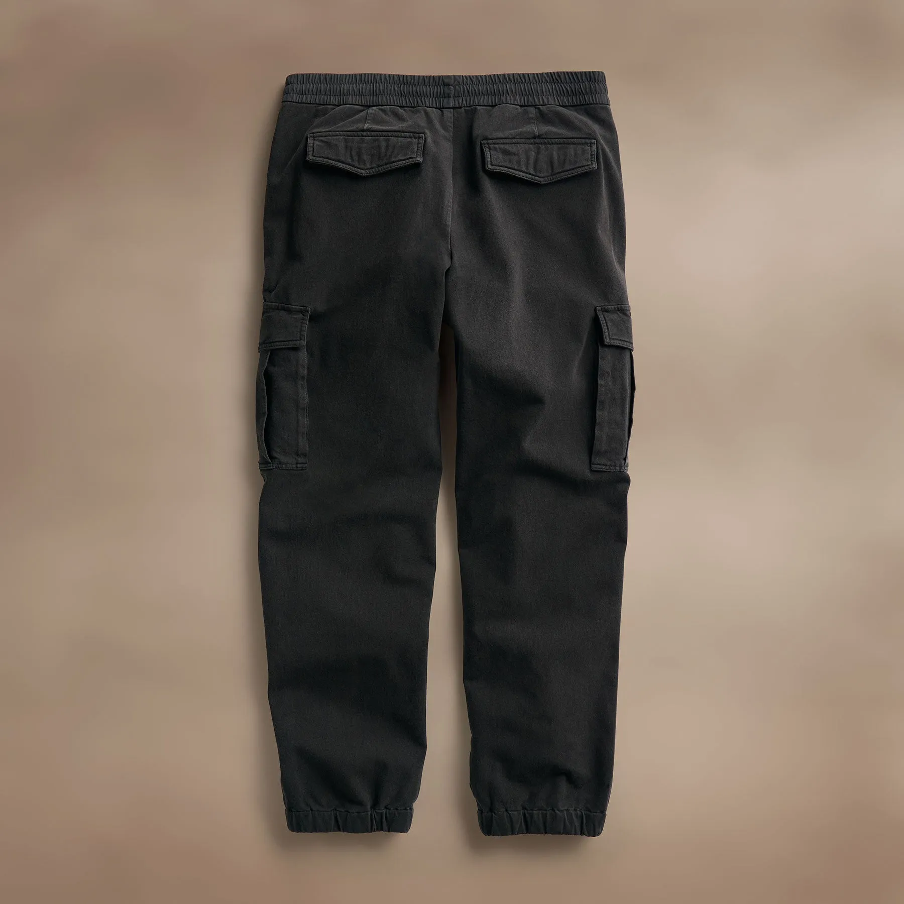 Woven Terry Cargo Pant - Black