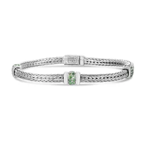 Woven Three Station Tsavorite Bracelet