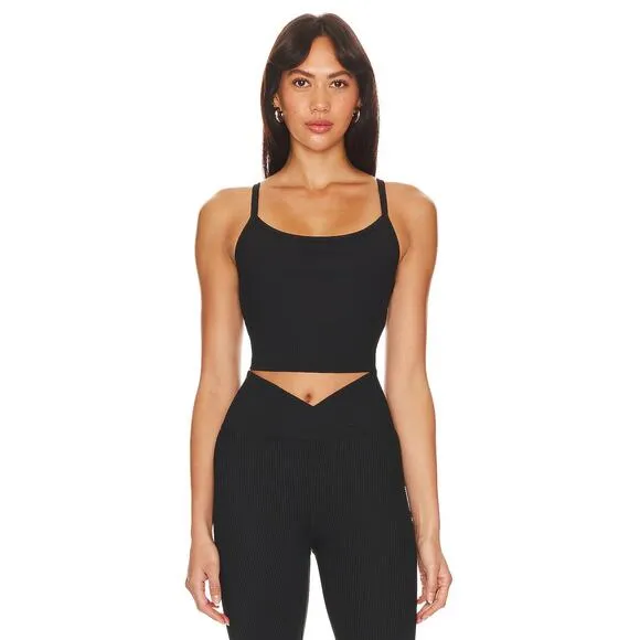 Year of Ours Ribbed Bralette Tank Black Size M Stylish &amp; Supportive Activewear