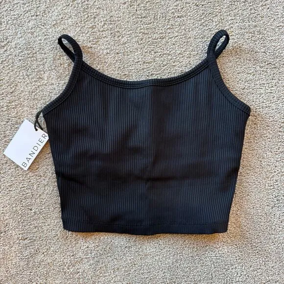 Year of Ours Ribbed Bralette Tank Black Size M Stylish &amp; Supportive Activewear