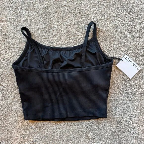 Year of Ours Ribbed Bralette Tank Black Size M Stylish &amp; Supportive Activewear
