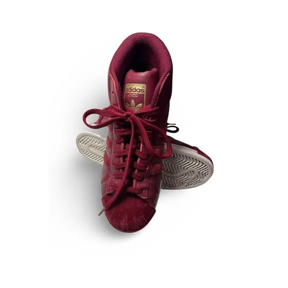 Youth Size 4 Burgundy High Top Adidas Superstar Suede