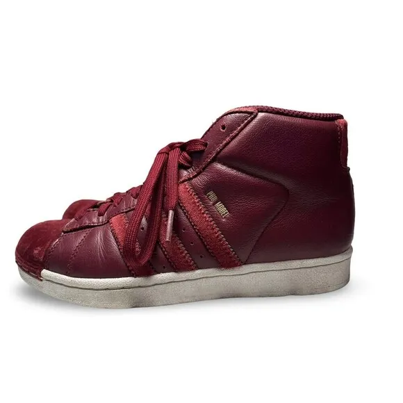 Youth Size 4 Burgundy High Top Adidas Superstar Suede