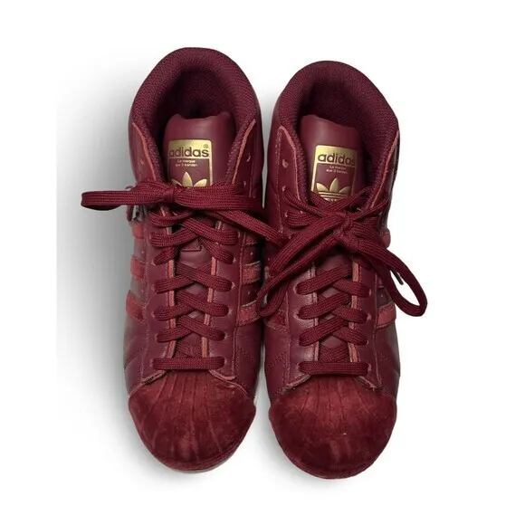 Youth Size 4 Burgundy High Top Adidas Superstar Suede