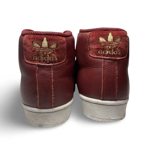 Youth Size 4 Burgundy High Top Adidas Superstar Suede