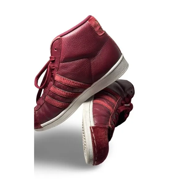Youth Size 4 Burgundy High Top Adidas Superstar Suede